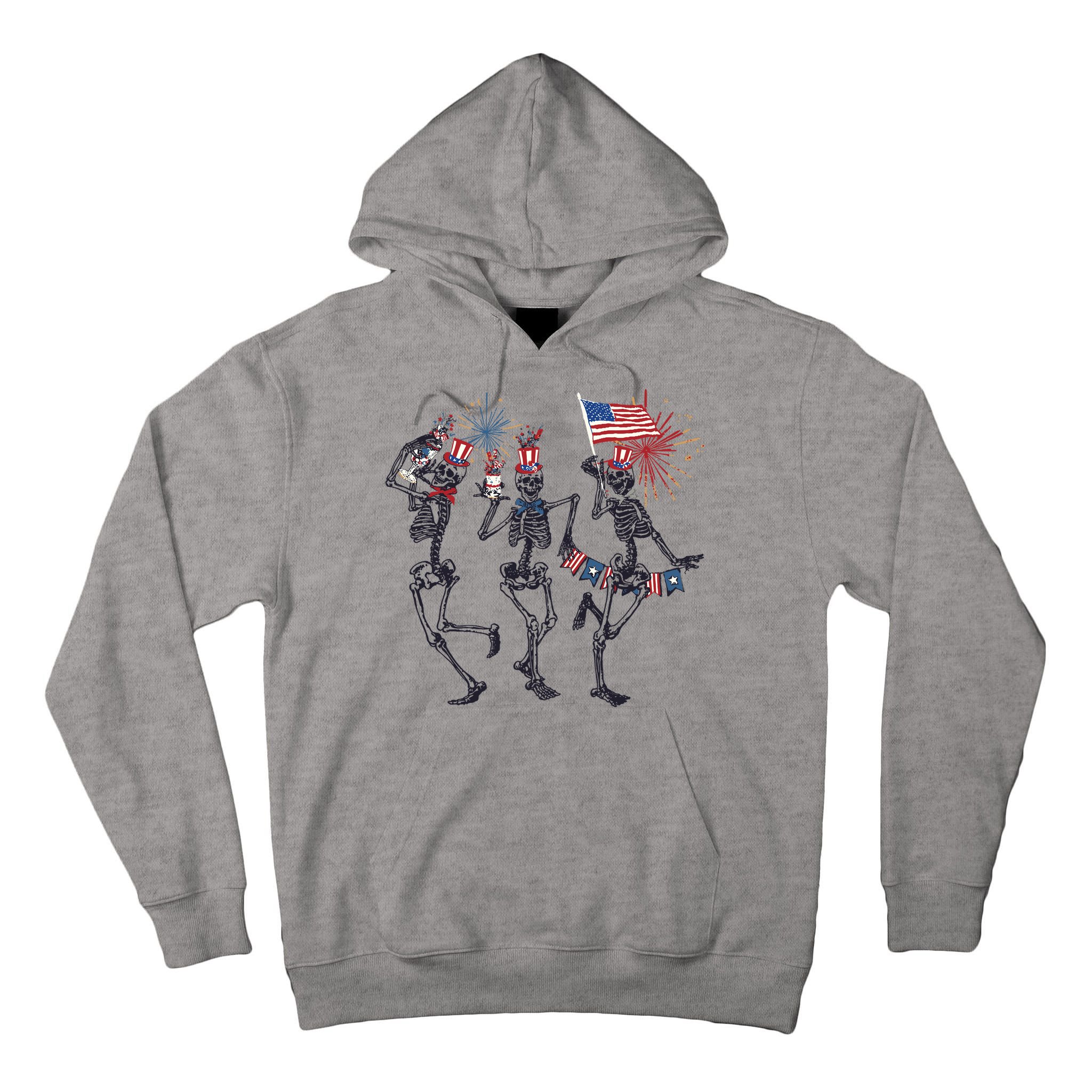 Funny 4th Of July Dancing Skeleton American Flag Tall Hoodie
