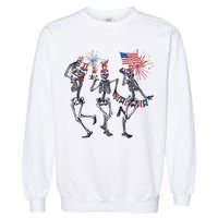 Funny 4th Of July Dancing Skeleton American Flag Garment-Dyed Sweatshirt