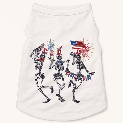 Funny 4th Of July Dancing Skeleton American Flag Doggie Tank