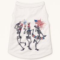 Funny 4th Of July Dancing Skeleton American Flag Doggie Tank