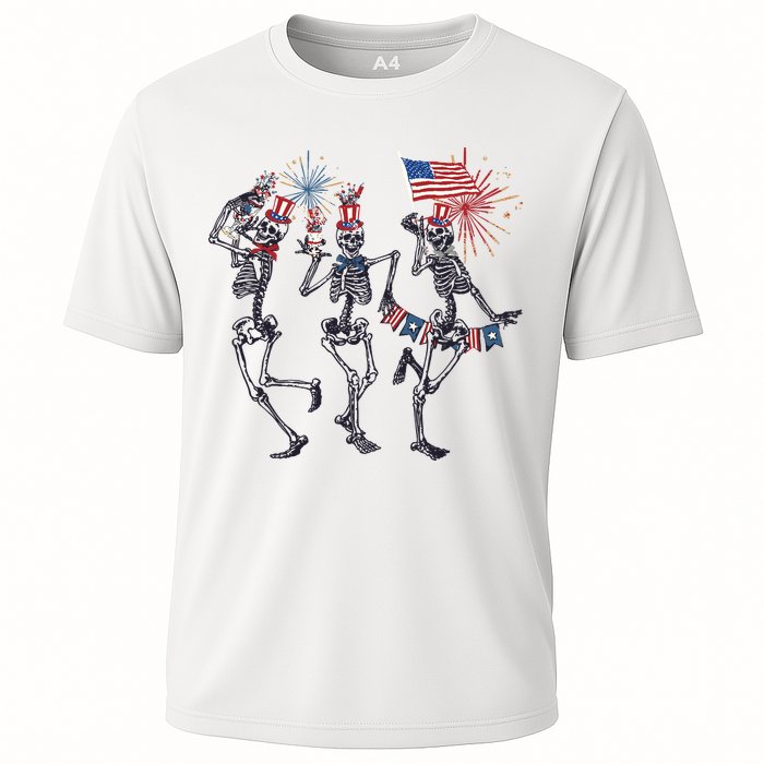 Funny 4th Of July Dancing Skeleton American Flag Performance Shirt