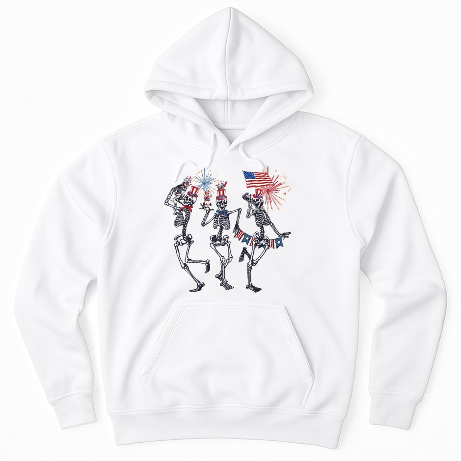 Funny 4th Of July Dancing Skeleton American Flag Hoodie