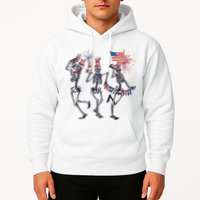 Funny 4th Of July Dancing Skeleton American Flag Hoodie