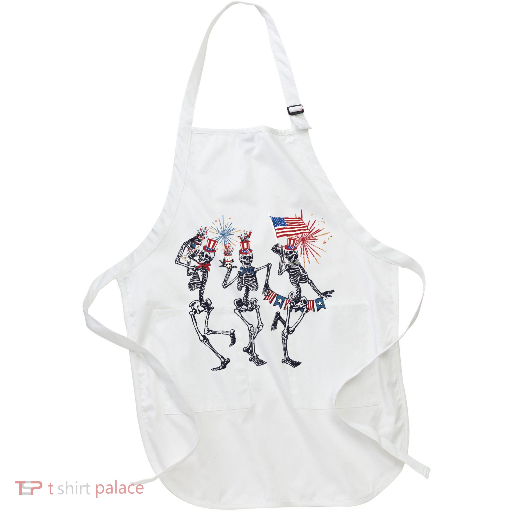Funny 4th Of July Dancing Skeleton American Flag Apron