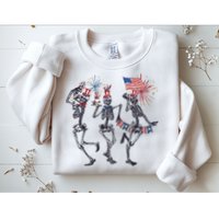 Funny 4th Of July Dancing Skeleton American Flag Sweatshirt