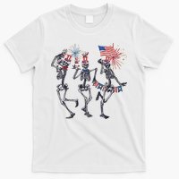 Funny 4th Of July Dancing Skeleton American Flag T-Shirt
