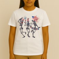 Funny 4th Of July Dancing Skeleton American Flag T-Shirt