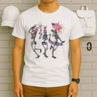 Funny 4th Of July Dancing Skeleton American Flag T-Shirt