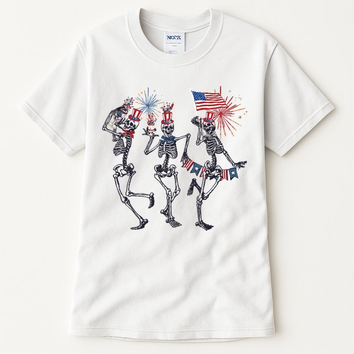 Funny 4th Of July Dancing Skeleton American Flag Tall T-Shirt