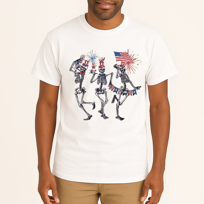 Funny 4th Of July Dancing Skeleton American Flag Tall T-Shirt