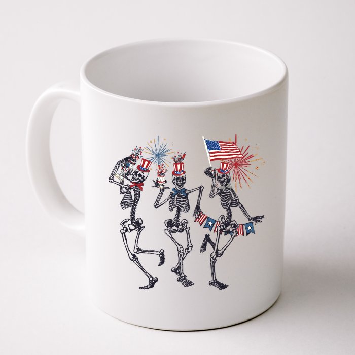 Funny 4th Of July Dancing Skeleton American Flag Mug