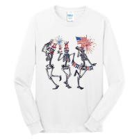 Funny 4th Of July Dancing Skeleton American Flag Tall Long Sleeve T-Shirt