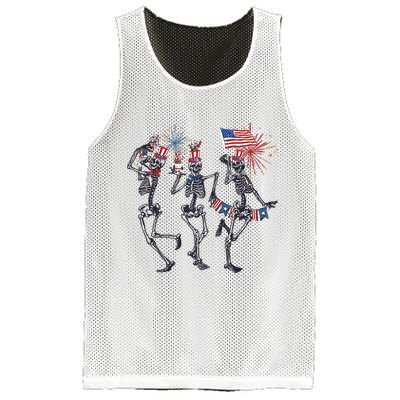 Funny 4th Of July Dancing Skeleton American Flag Mesh Reversible Basketball Jersey Tank