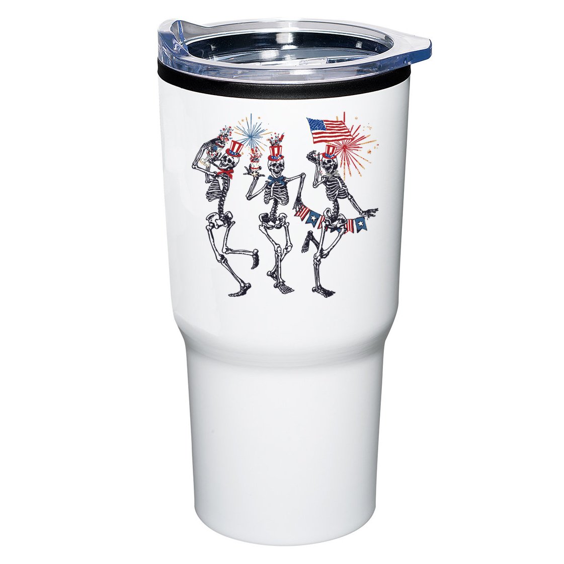 Funny 4th Of July Dancing Skeleton American Flag Tumbler