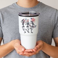 Funny 4th Of July Dancing Skeleton American Flag Tumbler