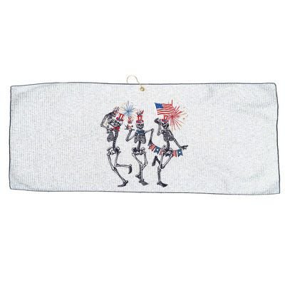 Funny 4th Of July Dancing Skeleton American Flag Large Microfiber Waffle Golf Towel