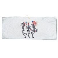 Funny 4th Of July Dancing Skeleton American Flag Large Microfiber Waffle Golf Towel