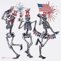 Funny 4th Of July Dancing Skeleton American Flag Youth Performance Sprint T-Shirt