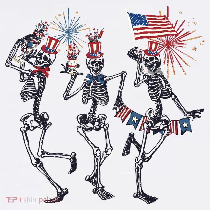 Funny 4th Of July Dancing Skeleton American Flag Baby Bodysuit