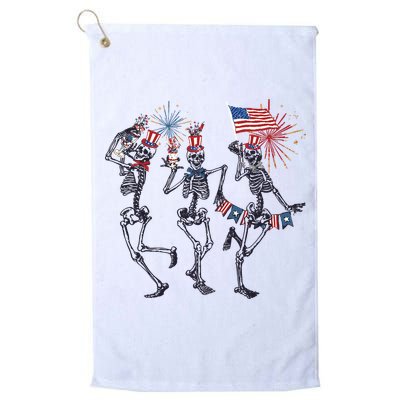Funny 4th Of July Dancing Skeleton American Flag Golf Towel