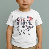 Funny 4th Of July Dancing Skeleton American Flag Toddler T-Shirt