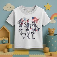Funny 4th Of July Dancing Skeleton American Flag Toddler T-Shirt
