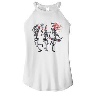 Funny 4th Of July Dancing Skeleton American Flag Women's Perfect Tri Rocker Tank