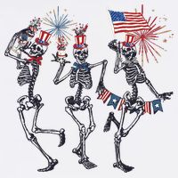 Funny 4th Of July Dancing Skeleton American Flag Wool Snapback Cap