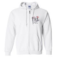 Funny 4th Of July Dancing Skeleton American Flag Full Zip Hoodie