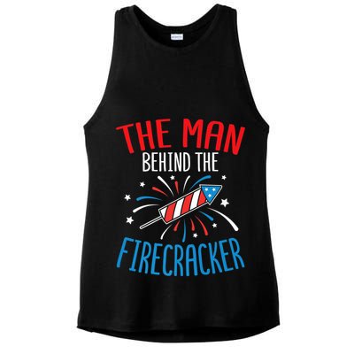 Funny 4th Of July Baby Shower The Man Behind The Firecracker Ladies PosiCharge Tri-Blend Wicking Tank