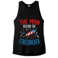 Funny 4th Of July Baby Shower The Man Behind The Firecracker Ladies PosiCharge Tri-Blend Wicking Tank