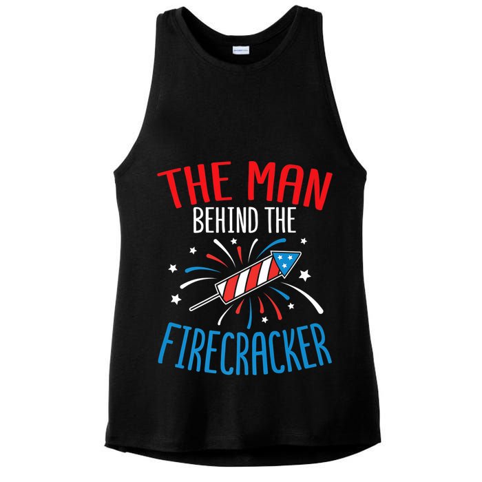Funny 4th Of July Baby Shower The Man Behind The Firecracker Ladies PosiCharge Tri-Blend Wicking Tank