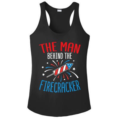 Funny 4th Of July Baby Shower The Man Behind The Firecracker Ladies PosiCharge Competitor Racerback Tank