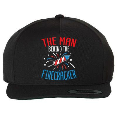 Funny 4th Of July Baby Shower The Man Behind The Firecracker Wool Snapback Cap