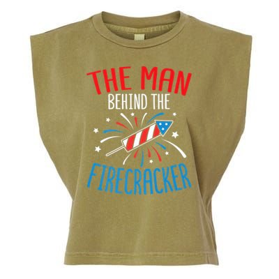 Funny 4th Of July Baby Shower The Man Behind The Firecracker Garment-Dyed Women's Muscle Tee