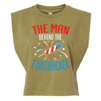 Funny 4th Of July Baby Shower The Man Behind The Firecracker Garment-Dyed Women's Muscle Tee