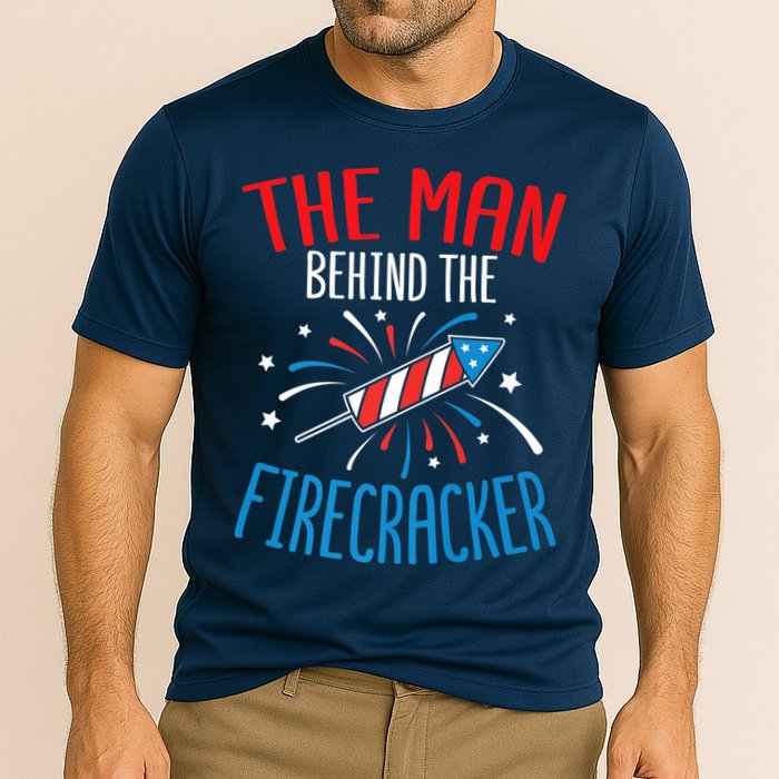 Funny 4th Of July Baby Shower The Man Behind The Firecracker Performance Shirt