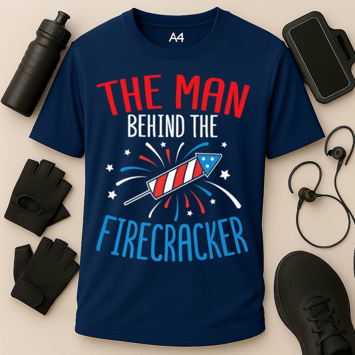 Funny 4th Of July Baby Shower The Man Behind The Firecracker Performance Shirt