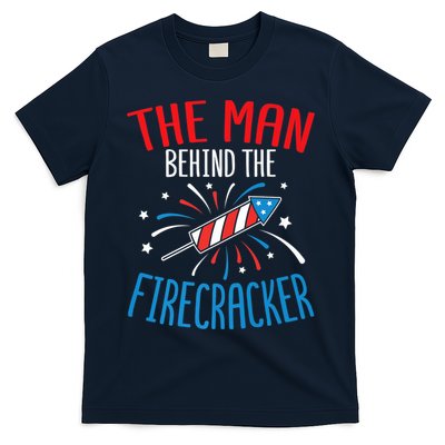 Funny 4th Of July Baby Shower The Man Behind The Firecracker T-Shirt