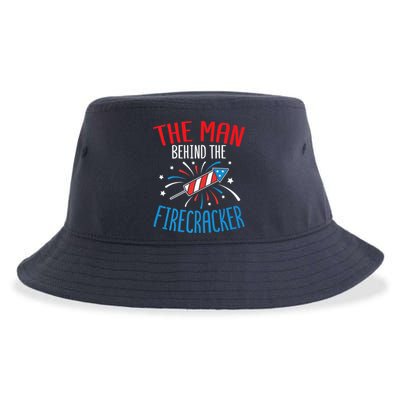 Funny 4th Of July Baby Shower The Man Behind The Firecracker Sustainable Bucket Hat