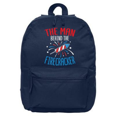 Funny 4th Of July Baby Shower The Man Behind The Firecracker 16 in Basic Backpack