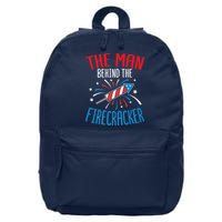 Funny 4th Of July Baby Shower The Man Behind The Firecracker 16 in Basic Backpack