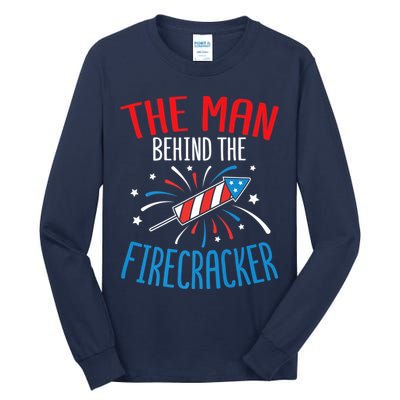 Funny 4th Of July Baby Shower The Man Behind The Firecracker Tall Long Sleeve T-Shirt