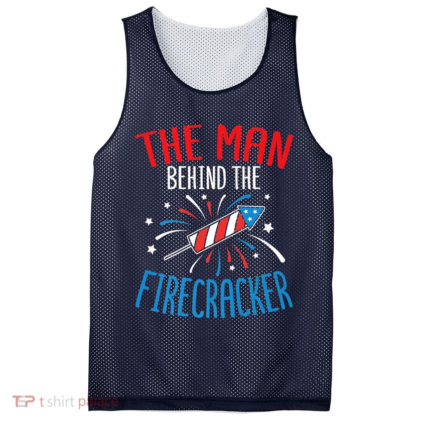 Funny 4th Of July Baby Shower The Man Behind The Firecracker Mesh Reversible Basketball Jersey Tank