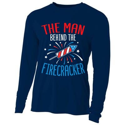 Funny 4th Of July Baby Shower The Man Behind The Firecracker Cooling Performance Long Sleeve Crew