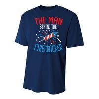 Funny 4th Of July Baby Shower The Man Behind The Firecracker Youth Performance Sprint T-Shirt