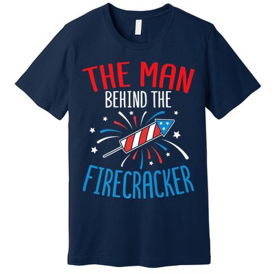 Funny 4th Of July Baby Shower The Man Behind The Firecracker Premium T-Shirt