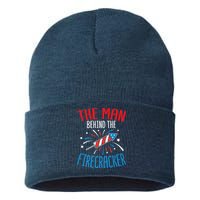 Funny 4th Of July Baby Shower The Man Behind The Firecracker Sustainable Knit Beanie