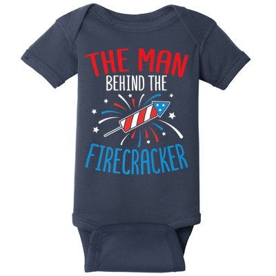 Funny 4th Of July Baby Shower The Man Behind The Firecracker Baby Bodysuit