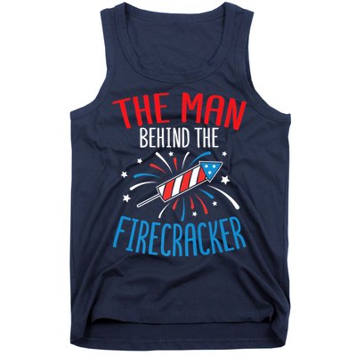 Funny 4th Of July Baby Shower The Man Behind The Firecracker Tank Top